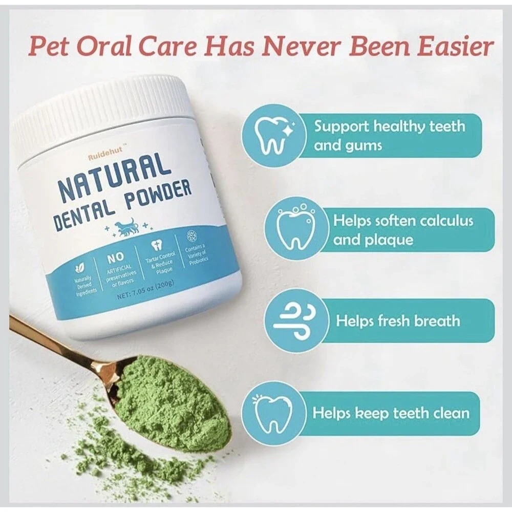 Ruidehut Natural Dental tooth Powder for Cats & Dogs 2 Pack 7.05 Oz Each